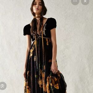 Free People Colette Floral Velvet Dress
